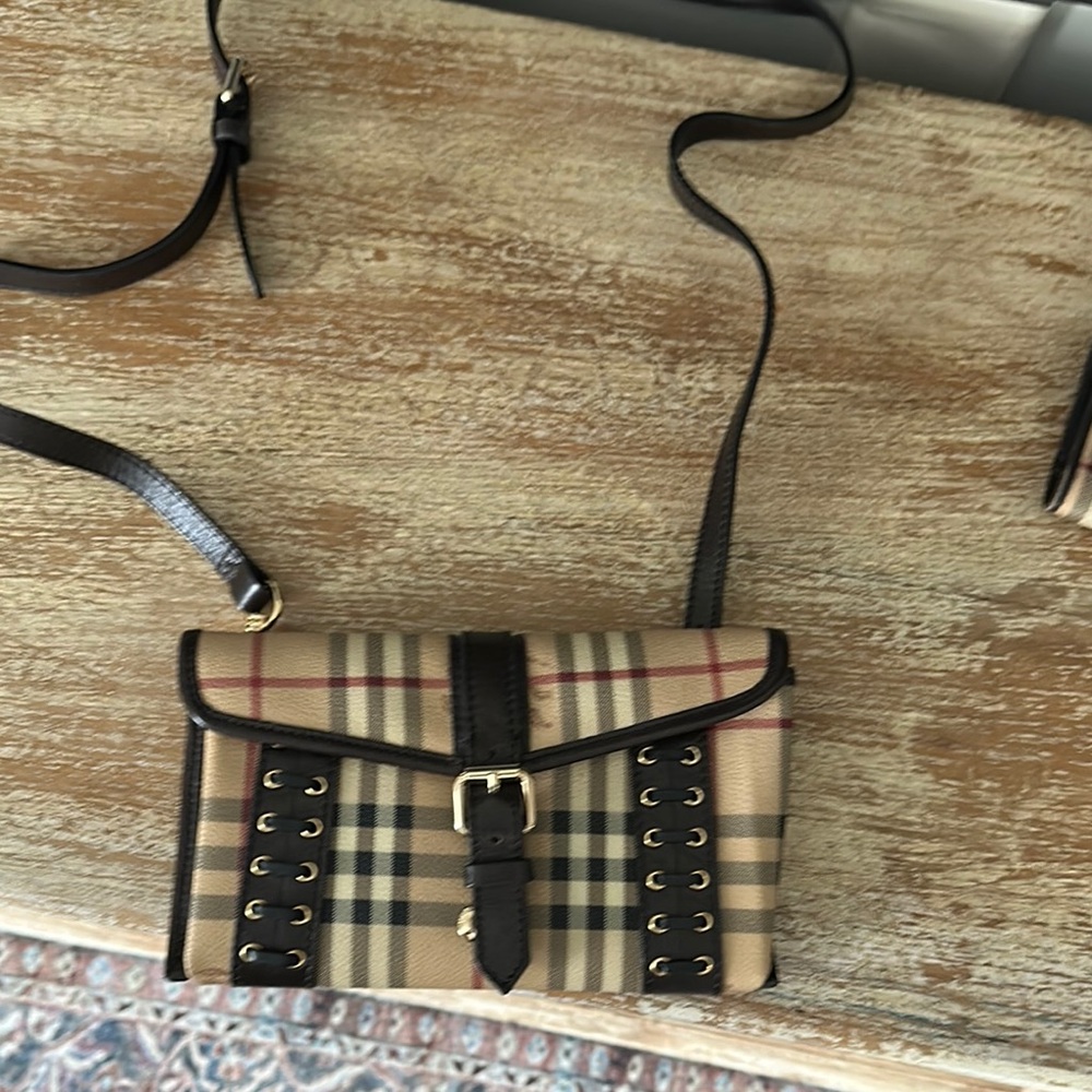 Burberry Brown and Black Crossbody Bag with Ruffle Details